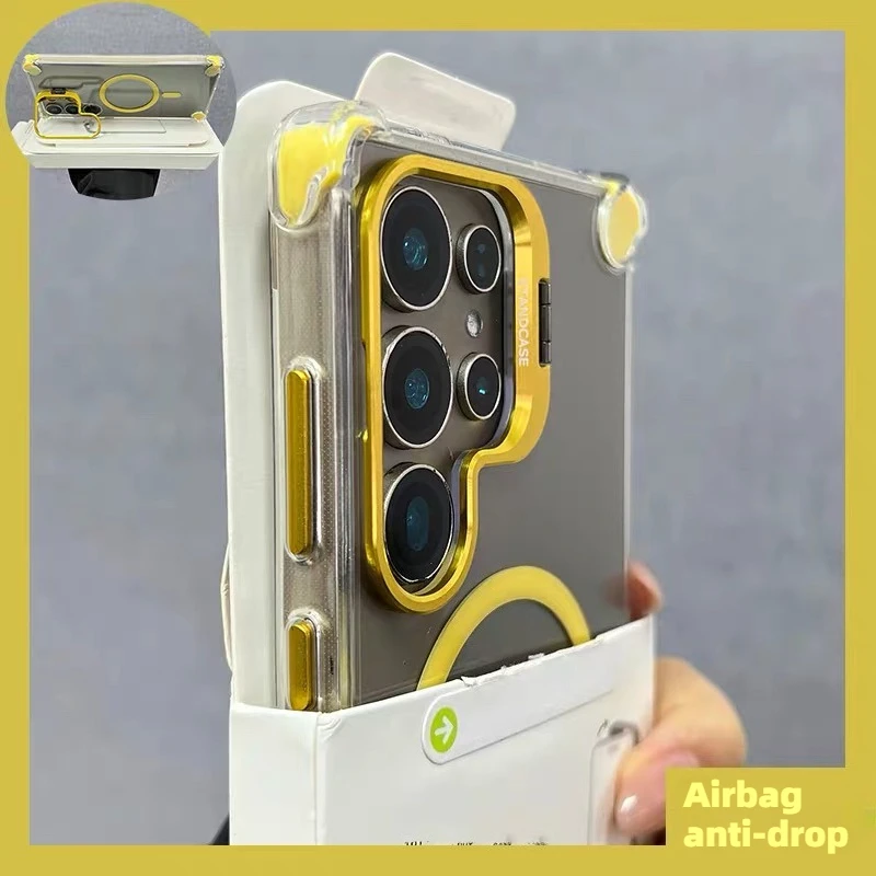 Luxury Transparent Case with MagSafe Wireless Charging Stand Cover