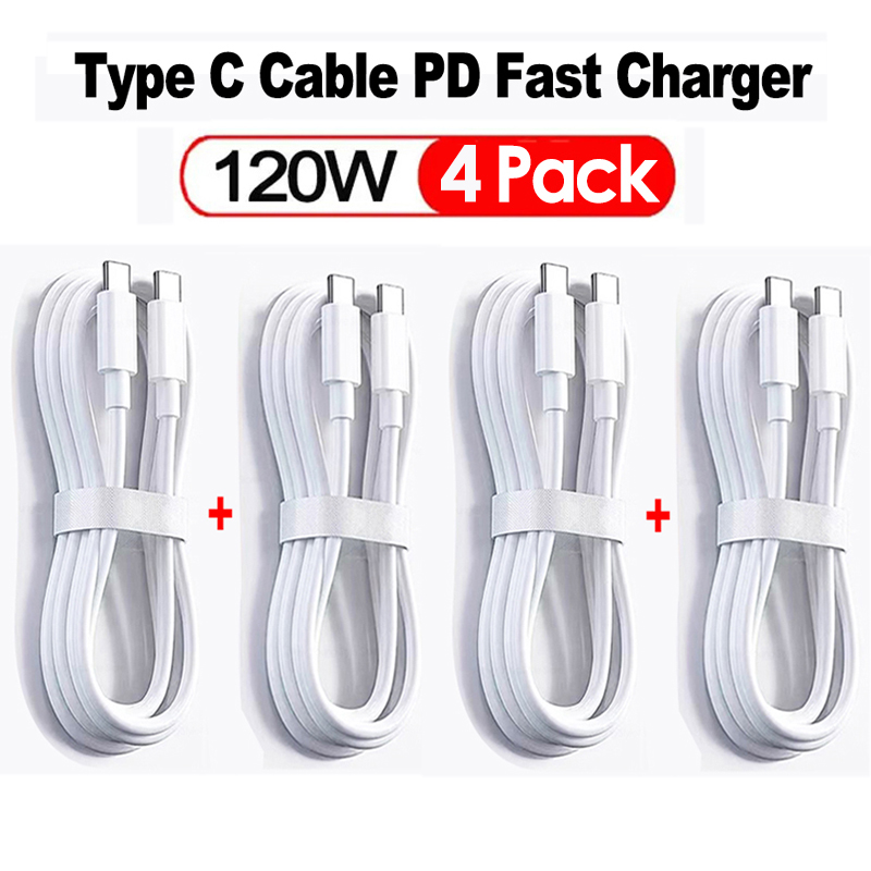 3-4Pcs 100W USB Type C To USB C Cable USB-C PD Fast Charging Fast Charger Wire Cord For Macbook Samsung Xiaomi Type-C USBC Cable