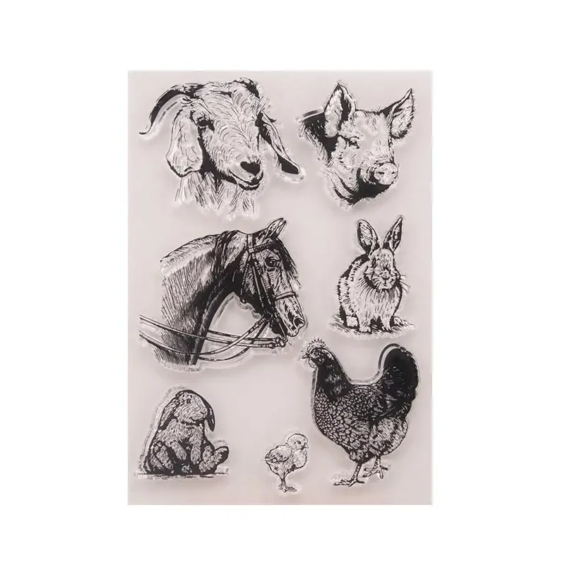 Animals Pig Rabbit Horse Transparent Clear Silicone Stamp for Seal DIY Scrapbooking Photo Album
