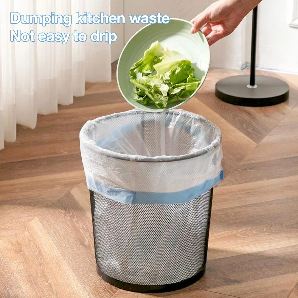 Garbage Bags 5/10 Rolls 75/150Pcs Drawstring Garbage Bag Household Disposable Trash Pouch Kitchen Storage Cleaning Waste Bag