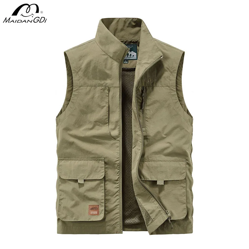 MaiDangDiMensHighCollarSleevelessVestBreathableMeshLiningwith