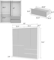 Large Mirror Wardrobe Armoire with Drawers 63" Wide Wardrobe Armoire Closet with Glass Full Length Mirror Doors Drawers 2