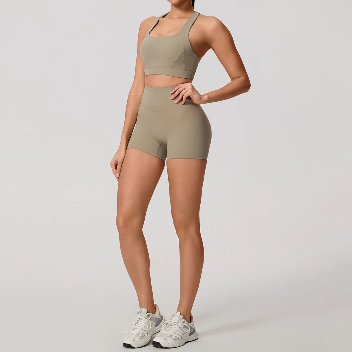 Hearuisavy Sports Bra Set Women Gym Sportswear High Waisted Butt Lifting Leggings High Strength Shockproof Running Fitness Tops - תמונה 5