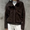 Chocolate Suede Leather Jacket Women Real Sheepskin Leather Coat 2025 Spring New style Jacket 3