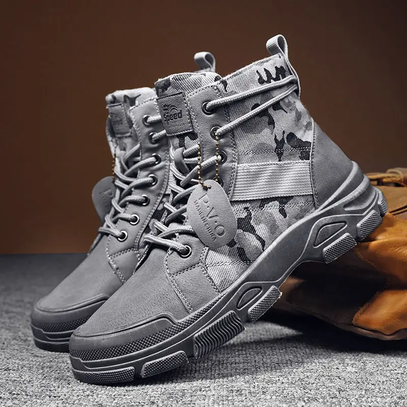 Men's Boots Winter Warm Men Boots Lace Up Camouflage Male Leather Shoes Outdoor Ankle Boot Big Size 39-44 Footwear