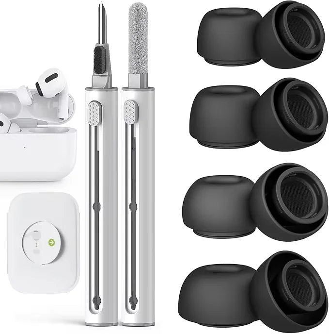Premium Liquid Silicone Noise-Reducing Ear Tips with Cleaning Pen (4 Pairs, Boxed)