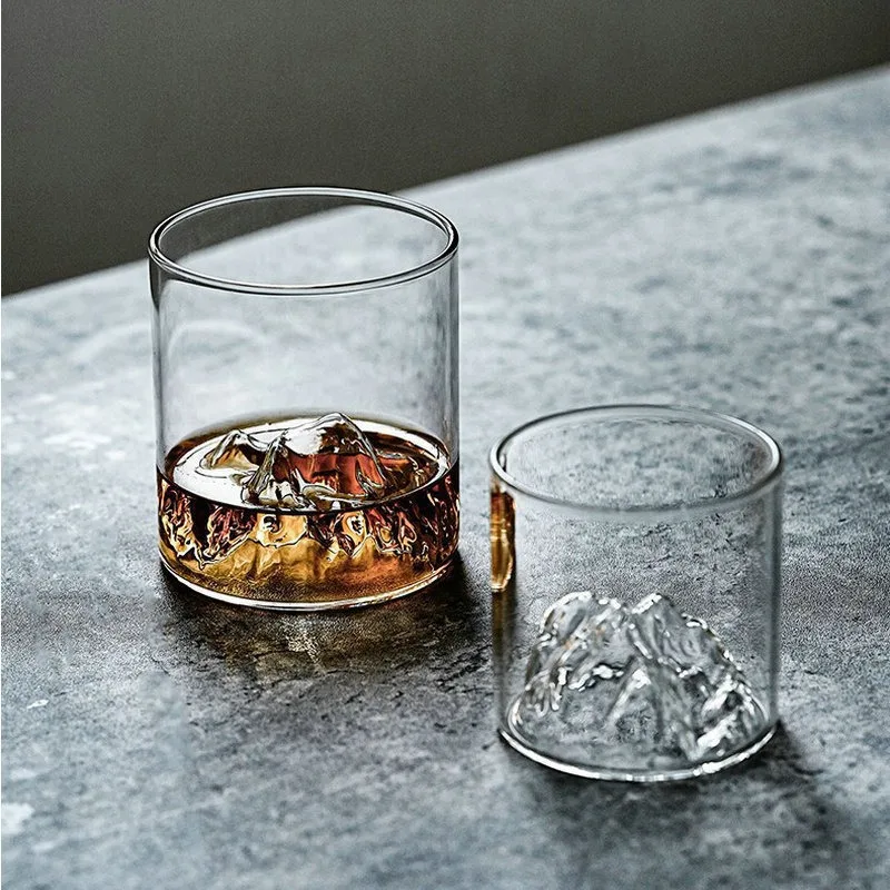 Transparent Home Whisky Glass Simple Retro Heat-resistant Glass Snow Mountain Glass Mountain Viewing Style, Foreign Liquor Glass