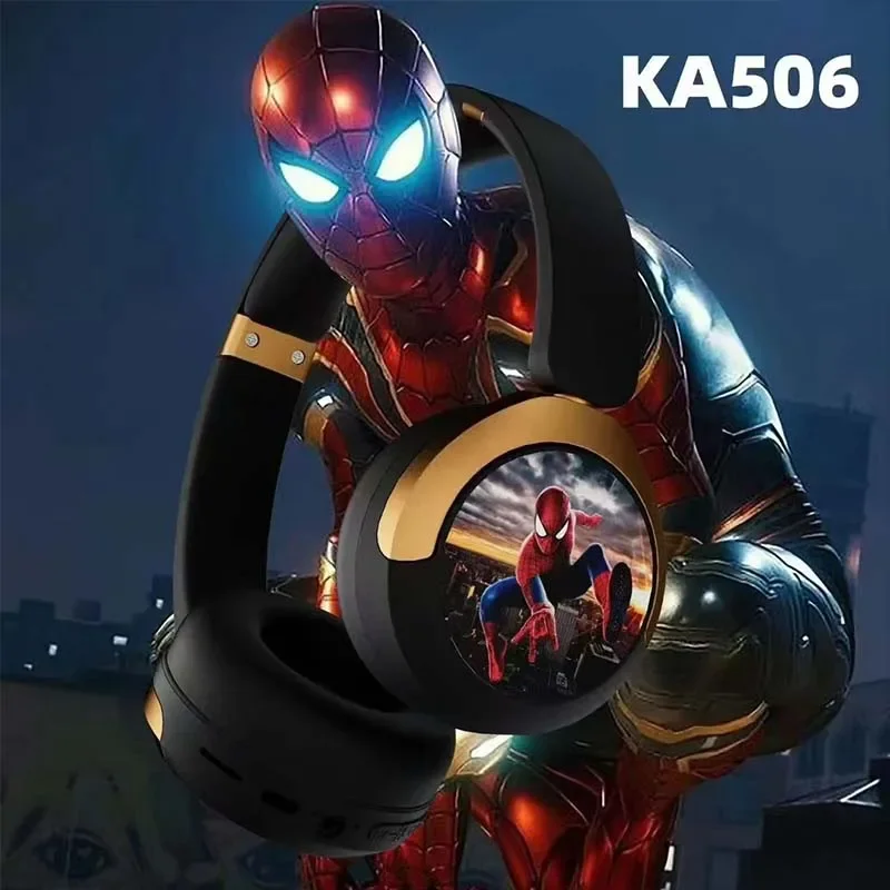Disney Headphones Stereo Sound Foldable Earphones Wireless Bluetooth Headsets Laptop for Spider Man Kids Anime Cartoon KA506