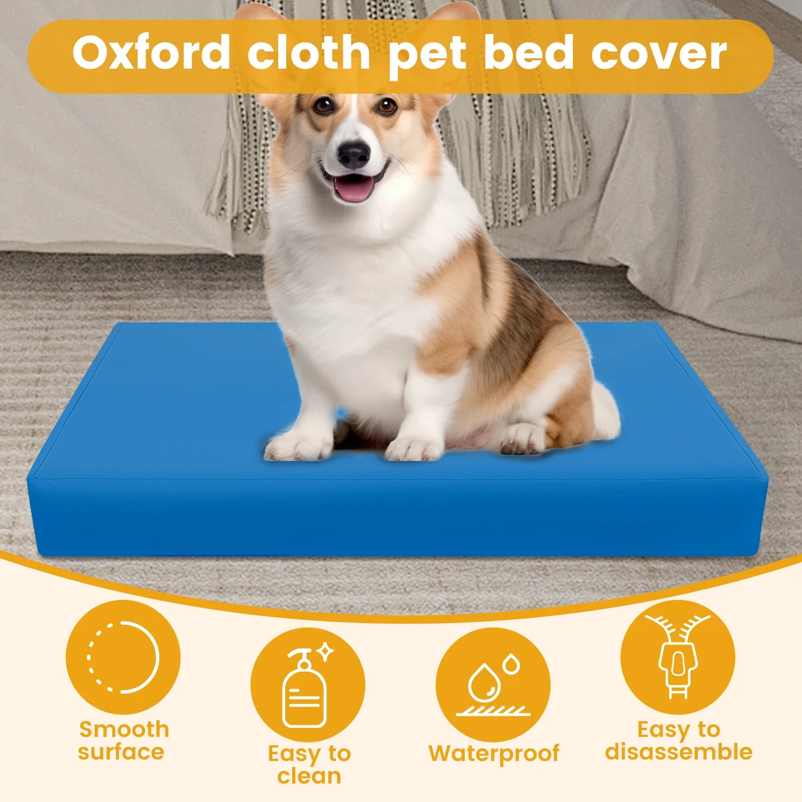 Dog Bed Cover Oxford Cloth Waterproof Dog Bed Protector Cover With Zipper Removable Liner Easy to Wash Pet Supplies S/M