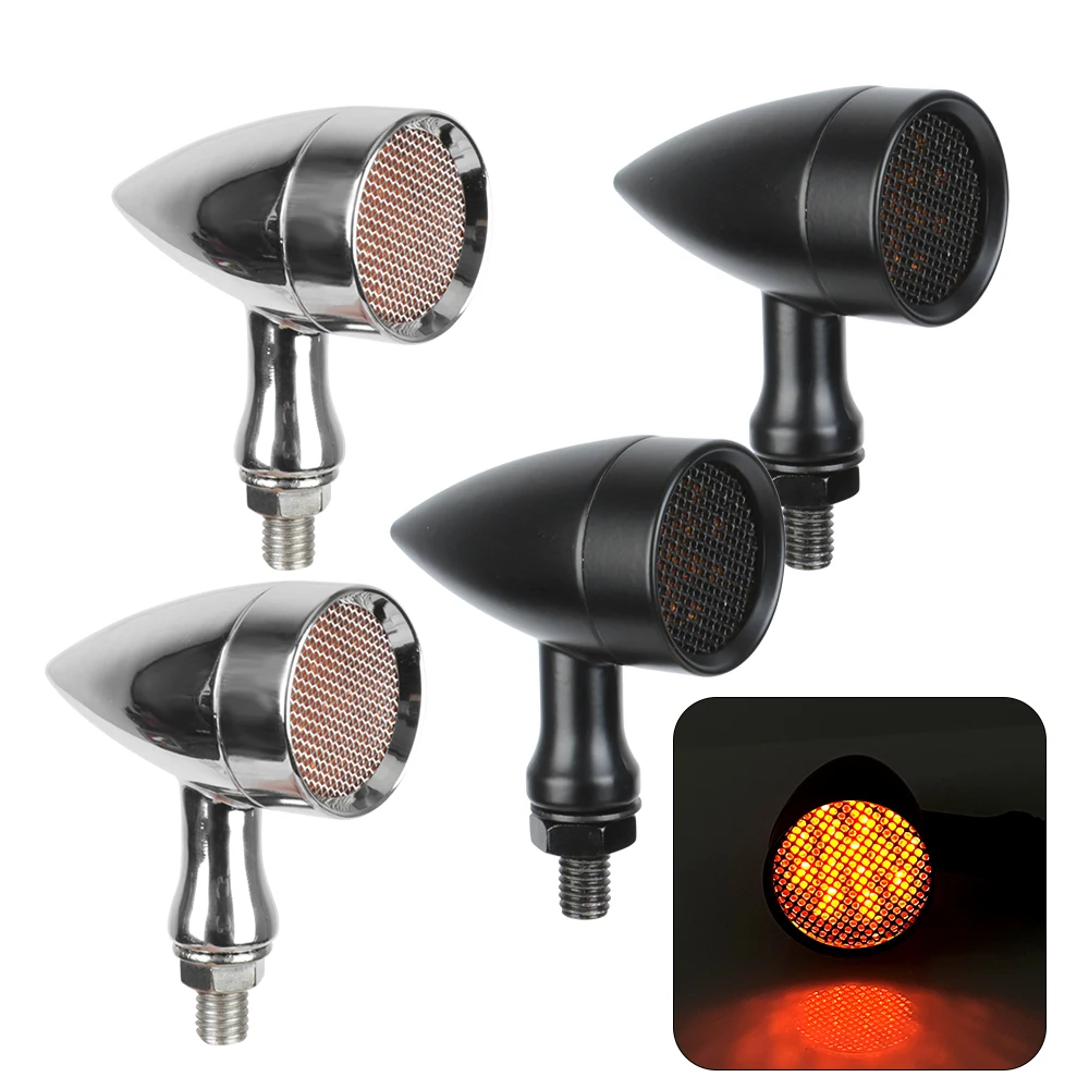 12V Motorcycle Turn Signal Lights Led Indicator Brake Lamps Taillights Mesh Lens Moto Accessories For Bmw Honda Suzuki Universal