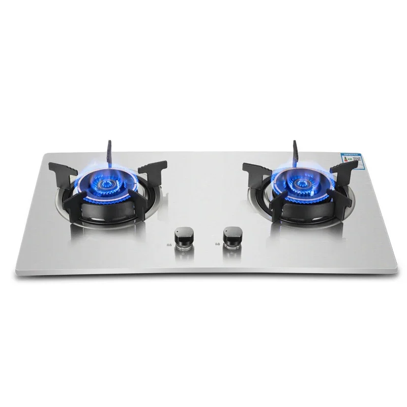 4.2KW Desktop Gas Stove Double-Head Burner Thickened Stainless Steel Panel Natural Gas Liquefied Stove Binocular