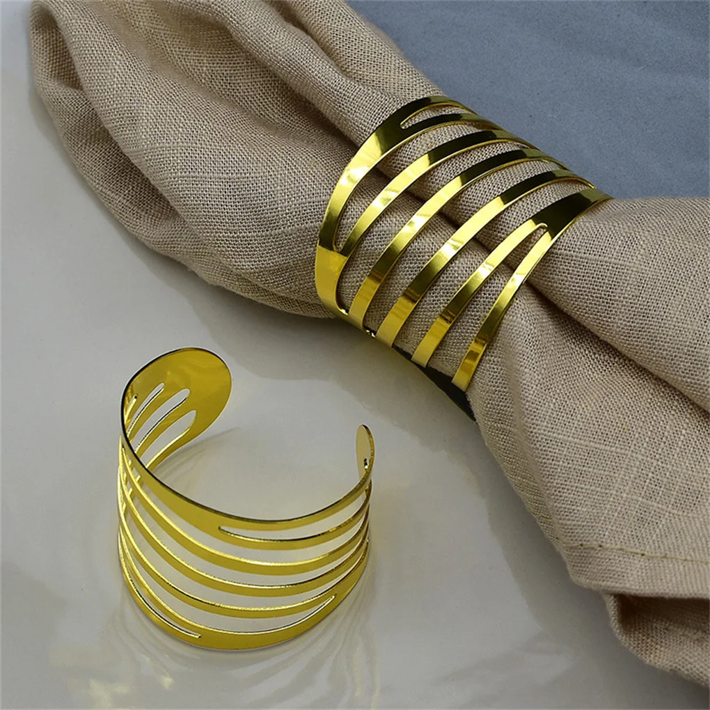 12 24 36 Pieces Birthday Party Napkin Ring Towels Dinner Table Ornament Hollow Out Metal Buckle Holder Restaurant Cafe napkin ring