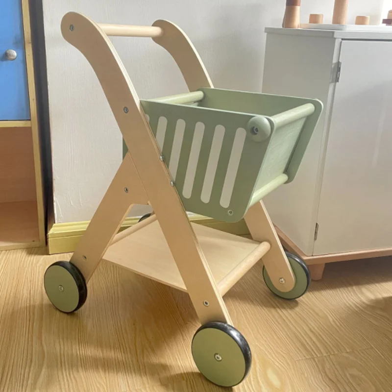 

Kids Wooden Children's Simulated Shopping Cart Toy Girl Supermarket Cart House Baby Kitchen Toy Walker For Children