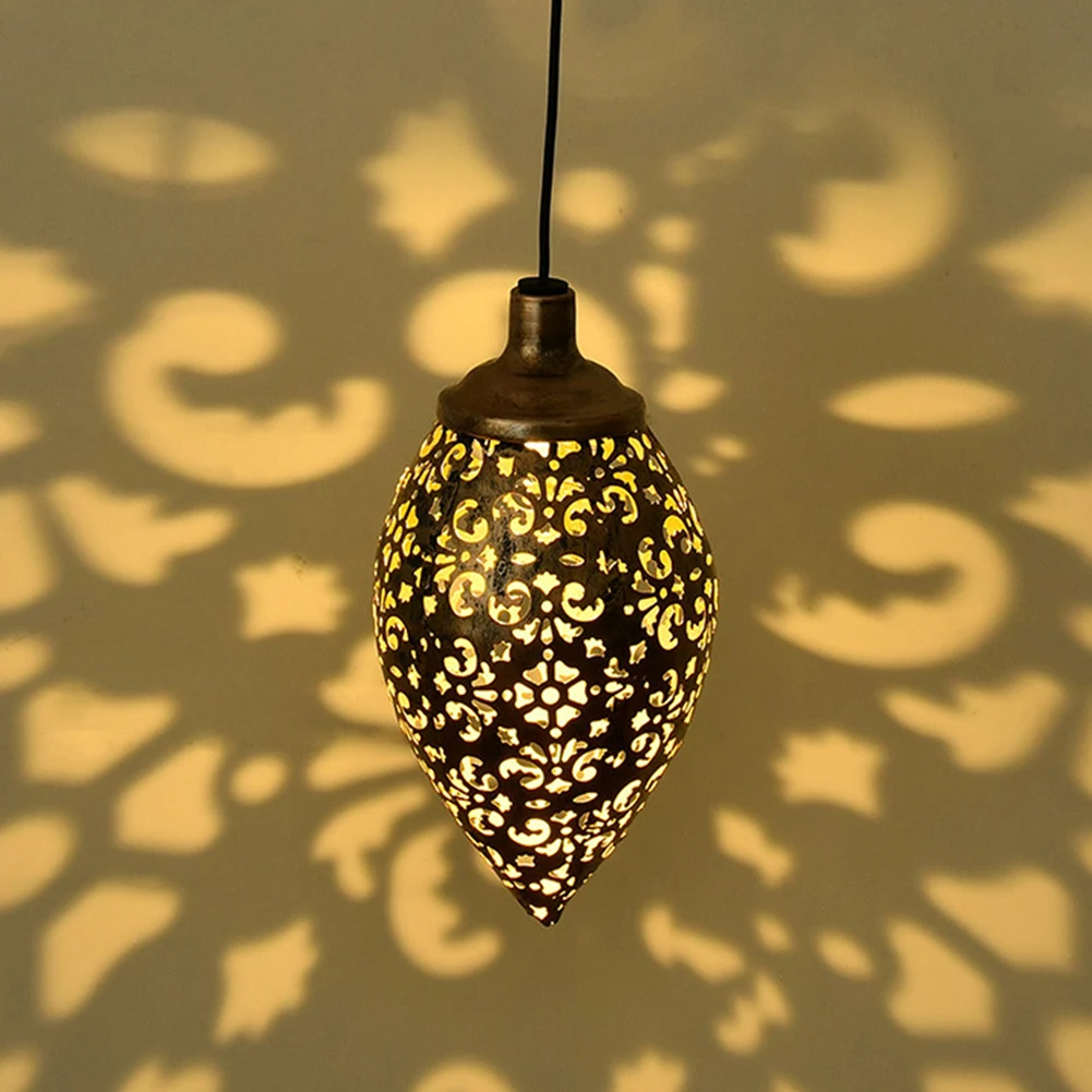 Description Picture 6 of itemSolar Hanging Lanterns Outdoor Solar Lights Waterproof Iron Art Decorative Lanterns Water Drop Lamp Hollow Projection Lamp
