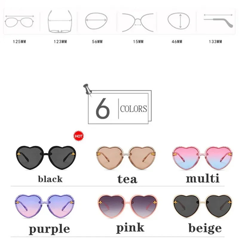 Children sunglasses kids sunglasses heart retro cute pink cartoon frame UV400 eyewear