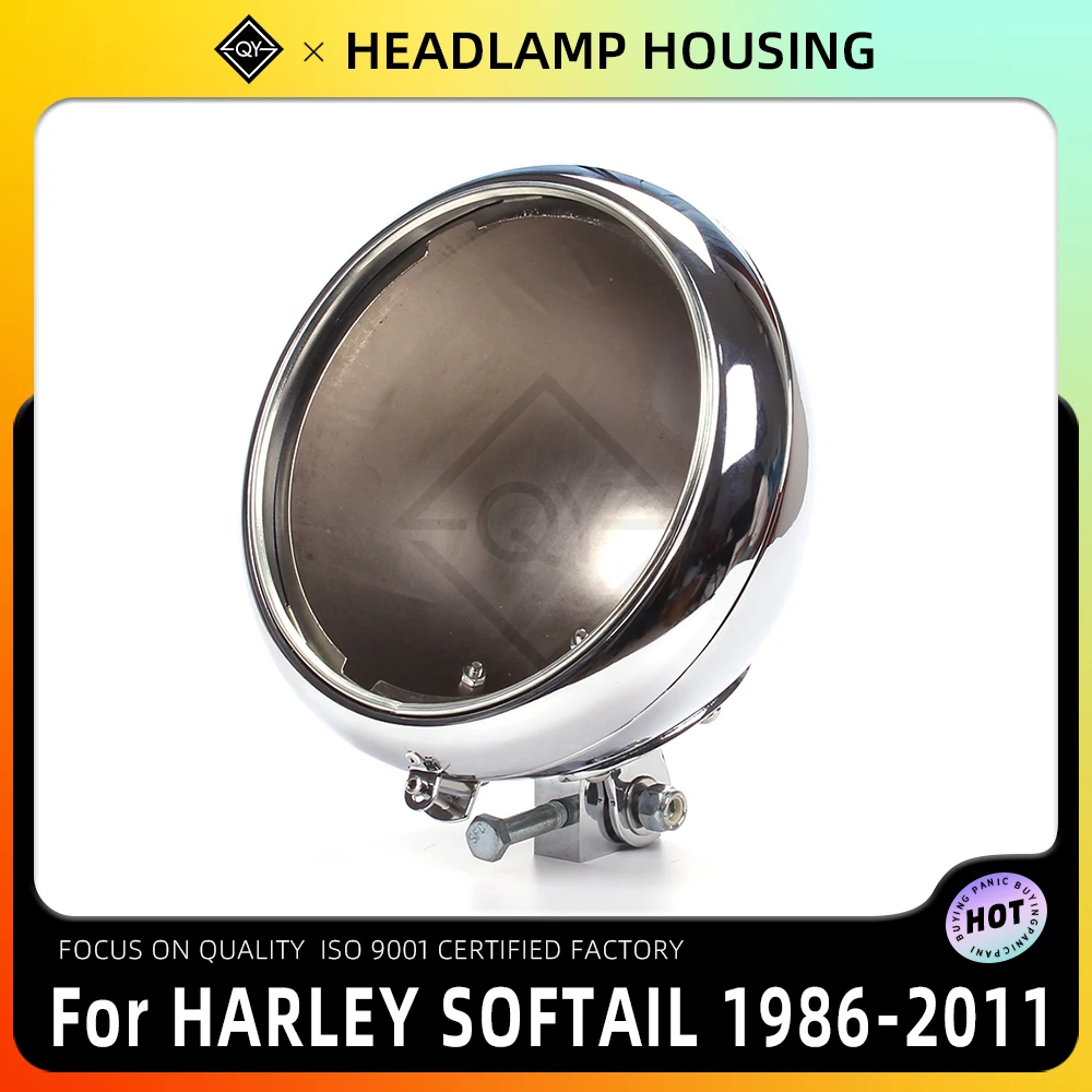 PKQMotorcycleChrome7HeadlampHeadlightHousingBlockMountForHarleySoftailHeritageFat