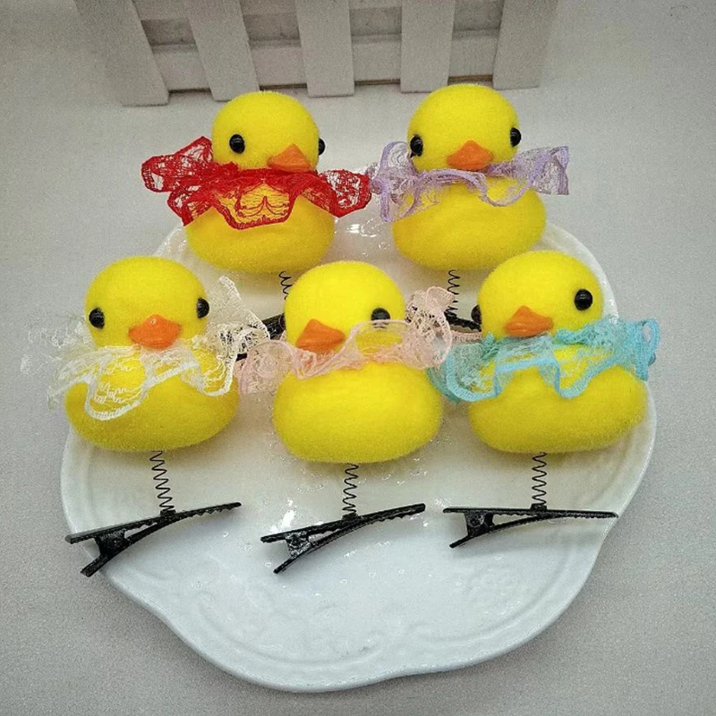 1 Pc Funny Cute Children 3D Little Yellow Duck Animal Peluche Hairpin Copricapo Accessori Per Fermagli Per Capelli