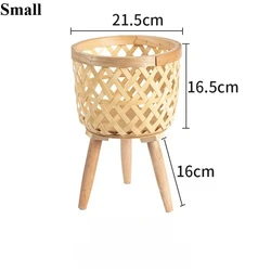 Elegant Wood Woven Standing Planter Basket with Legs (Small)