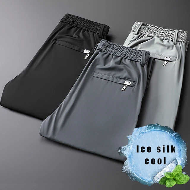 Herren Freizeithose Ice Silk - Leichte Jogginghose Mit Kordelzug