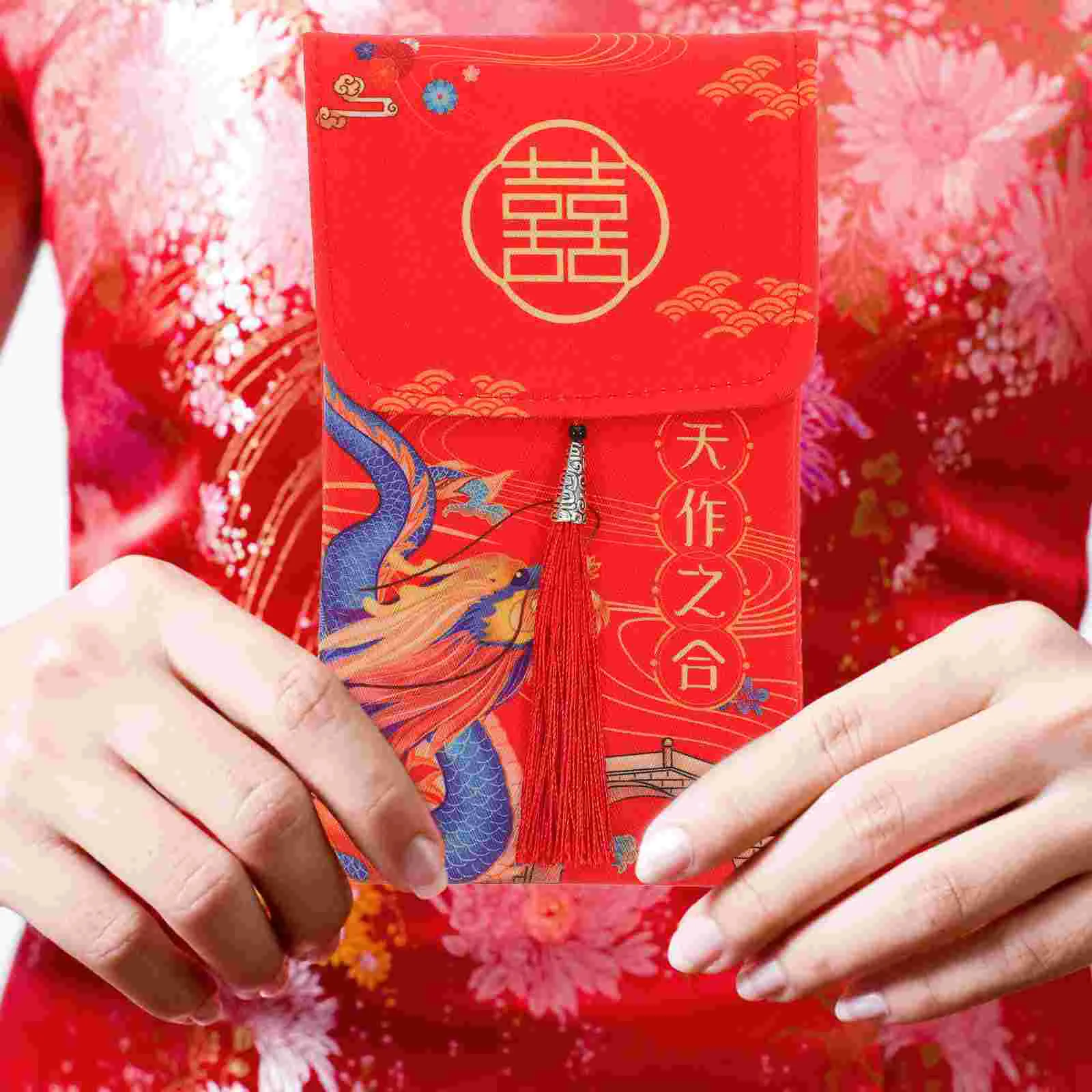 

Brocade Red Envelope Wedding Supplies Chinese Hong Bao Style Money Fabric Envelopes