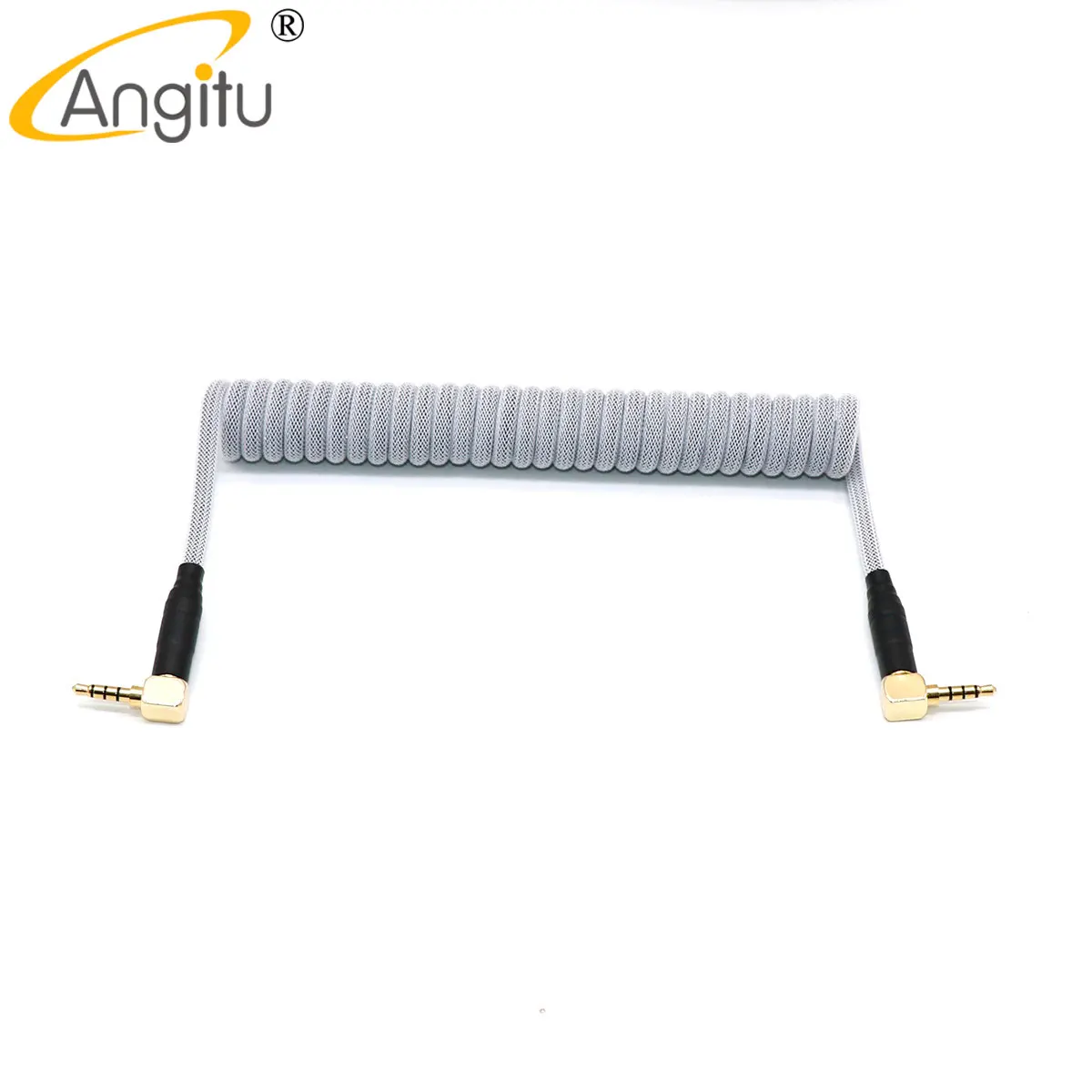 Angitu-coiled Trrs Cabo Teclado Macio Faça Você Mesmo Dividir Cabos de Áudio Cor Personalizada - Imagem 3