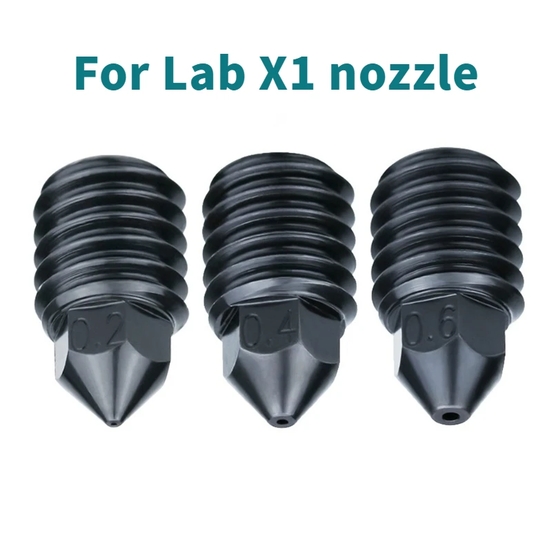 1/3PCS lab X1 hardened steel nozzle 0.4mm high temperature resistant 500℃ high flow rate CTH carbon X1 nozzle for P1P 3D printer