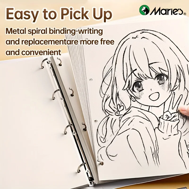 Marie's 9x12in Loose Leaf Sketch Book, 60 Sheets,98lb/160gsm,A4/8K High Quality Pad for Drawing,Painting,Sketching for Adults 2