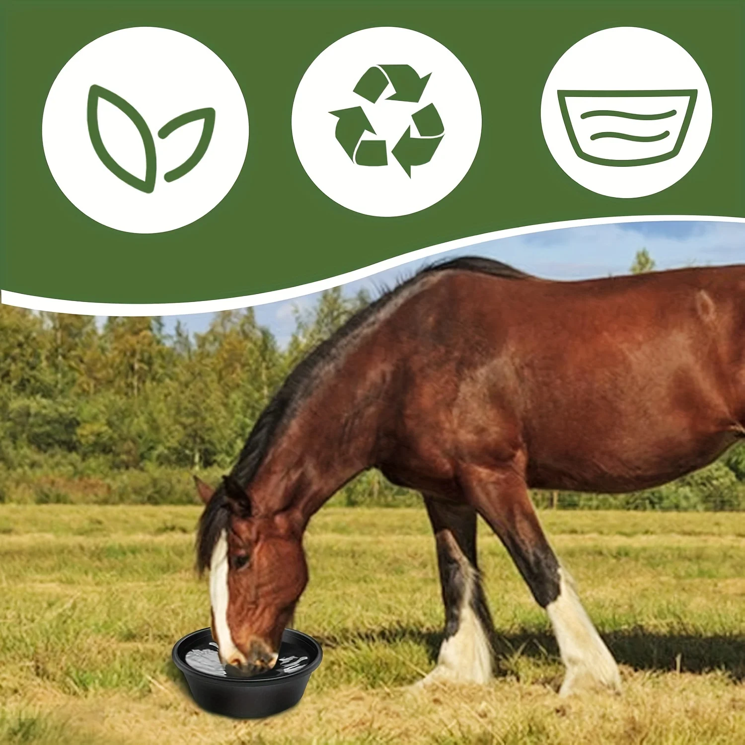 Sadnyy 3-Pack Rubber Feed Pans - 3 Gallon, 17.5 X 5.3 Inches, For Horses, Goats, Pigs, Chickens (Utility Bucket / Dust Bath)