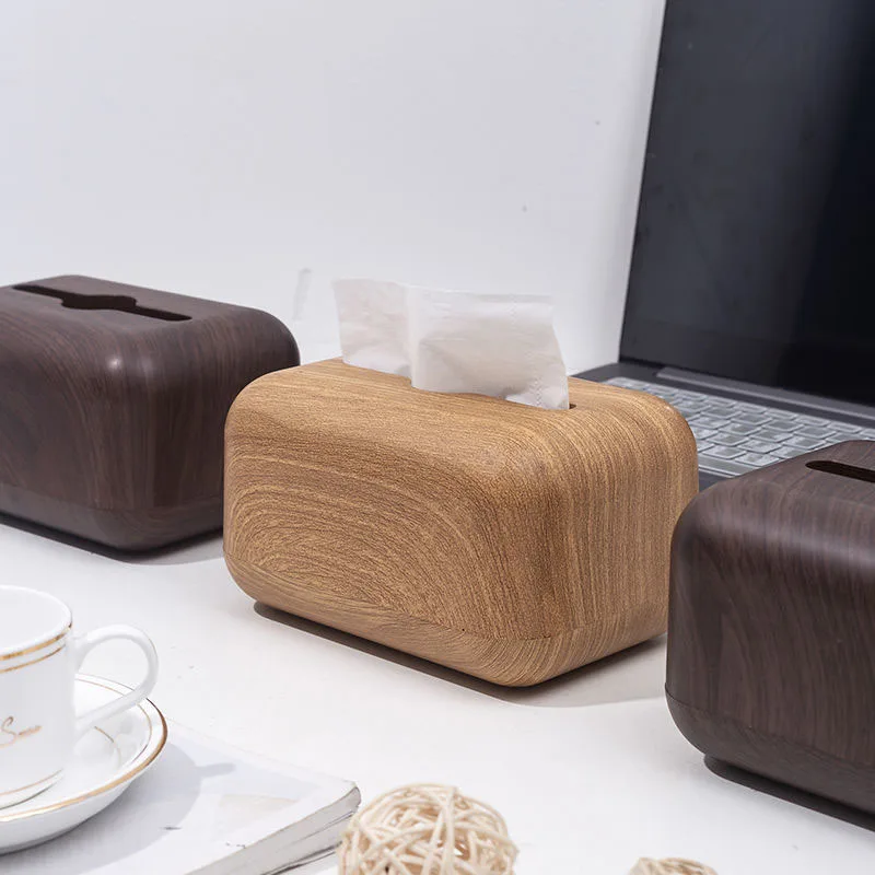 

Imitation Wood Tissue Box Container Plastic Desktop Paper Storage Box Kitchen Napkin Holder Organizer Car Tissue Paper Dispenser