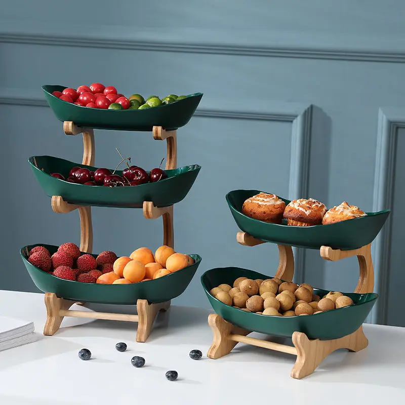 

Living Room Home Plastic Two-layer Fruit Plate Snack Plate Creative Modern Dried Fruit Bowl Basket Candy Dish