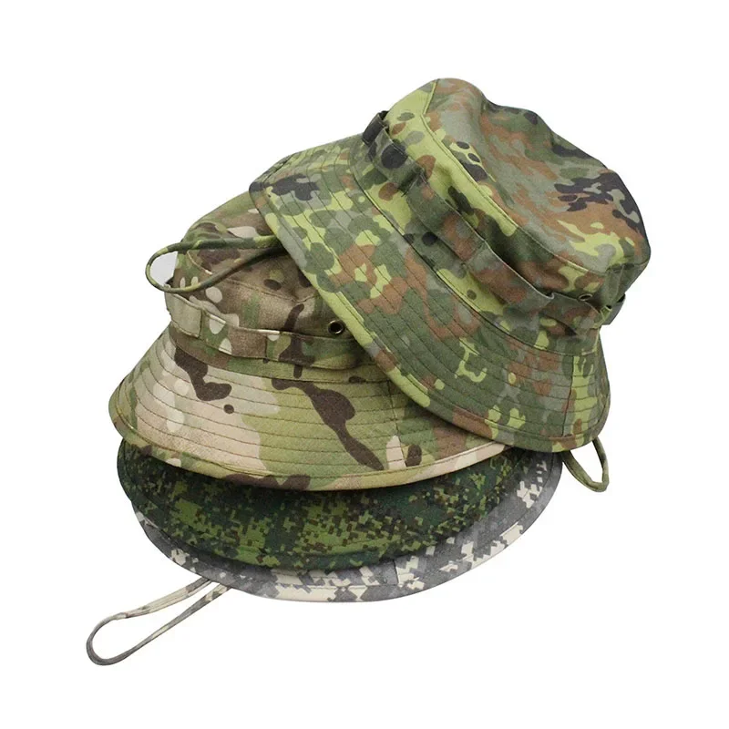 Tactical Boonie Hats Hunting Sun Fishing Hat Outdoor Camouflage Bobble Cap Hiking Fisherman Sniper Ghillie Bucket Hats
