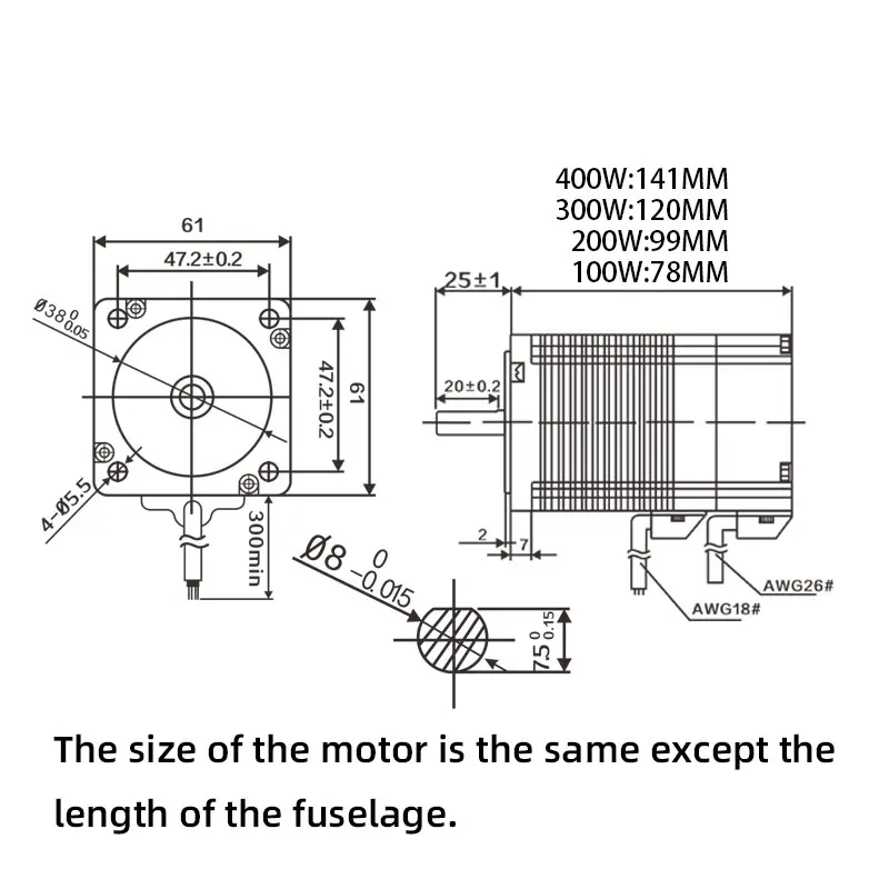 3000RPM 48V DC NEMA 24 BLDC Motor 100W 200W 300W 400W High Speed Low Noise Brushless DC Motor