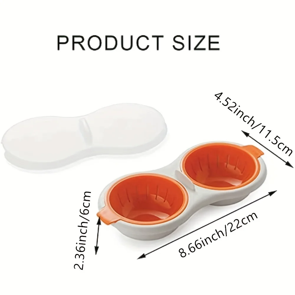 Egg poacher Egg boiler mold cup Egg cooker Silicone egg poacher One Set Of Microwave Eggs Poacher Microwave Double Egg Boiler 2 Cups Design Cookware Kitchen Tools