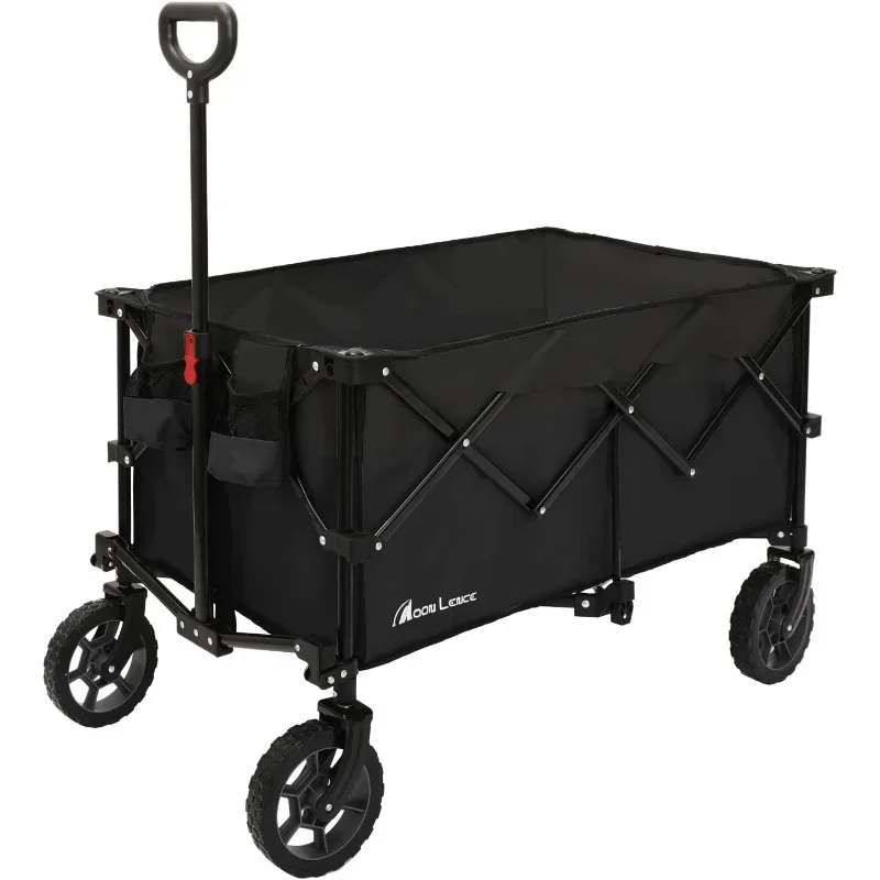 

Moon Lence Collapsible Folding Wagon Cart Heavy Duty Folding Garden Portable Hand Cart with All-Terrain Beach Wheels