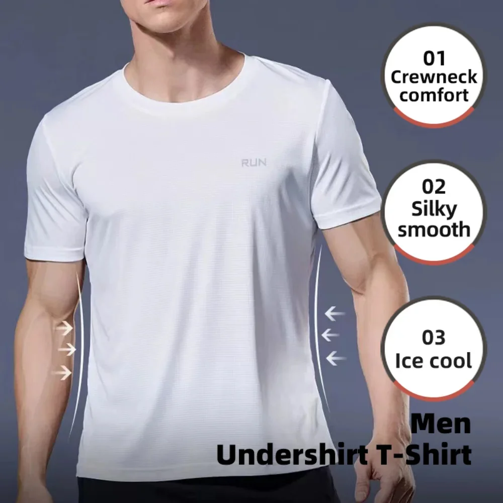 Men Undershirt T-Shirt Quick Dry T-shirt lightweight Underwear Running Breathable Fitness Shirt Ice Silky Gym Football Jerseys mens undershirt