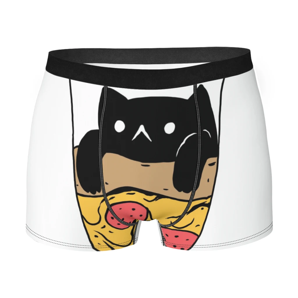 

A Cut And Agile Cat Black Cat Pizza Underpants Homme Panties Man Underwear Ventilate Shorts Boxer Briefs