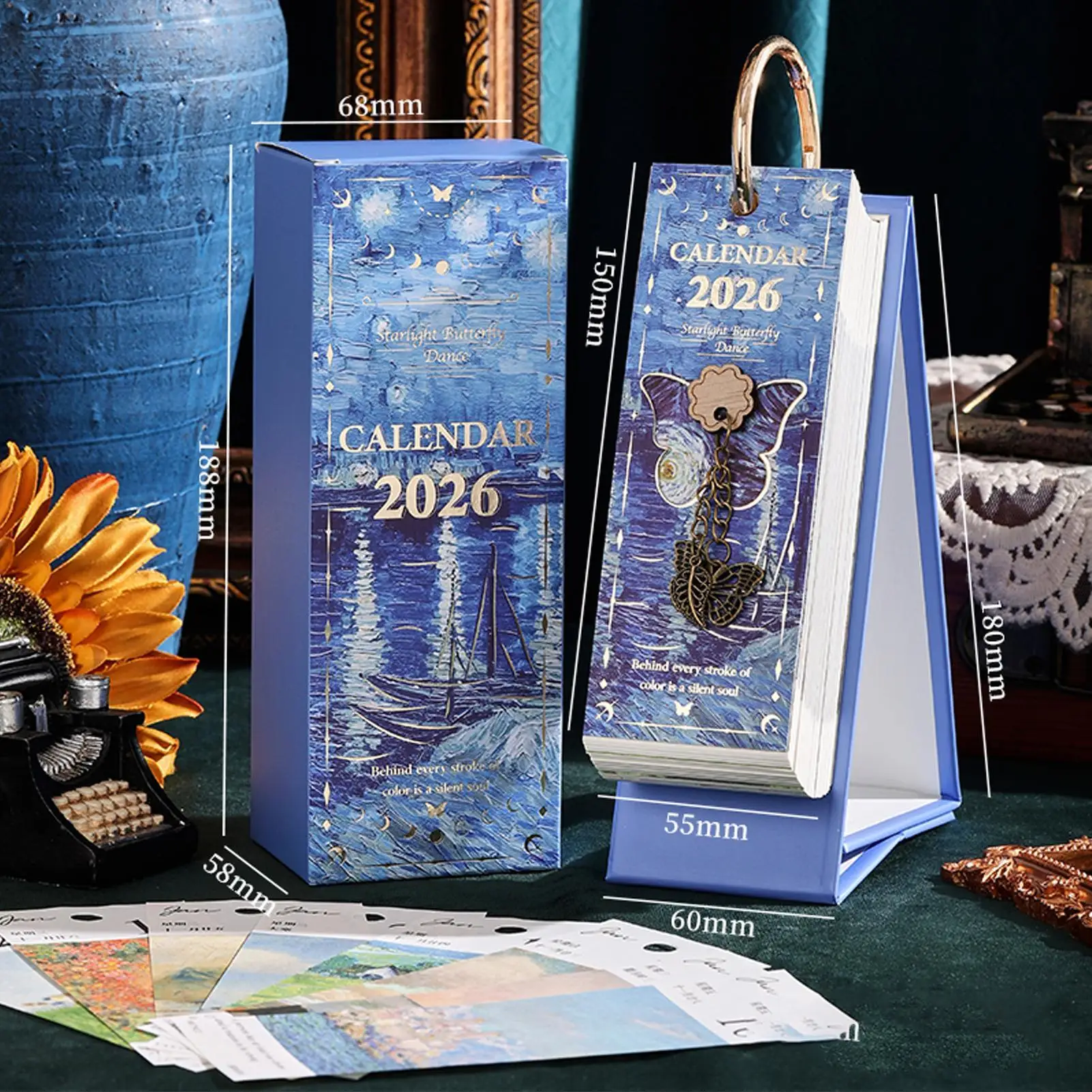 Desk Calendar 2026 365 Days Oil Painting Vintage Planner Decor Artistic Calendar For Entrance Desktop Living Room Office School