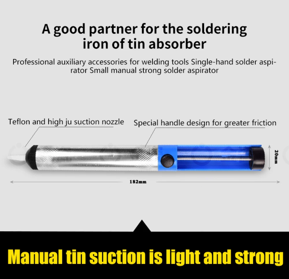 Desoldering suction pump aluminum metal desoldering pump tool