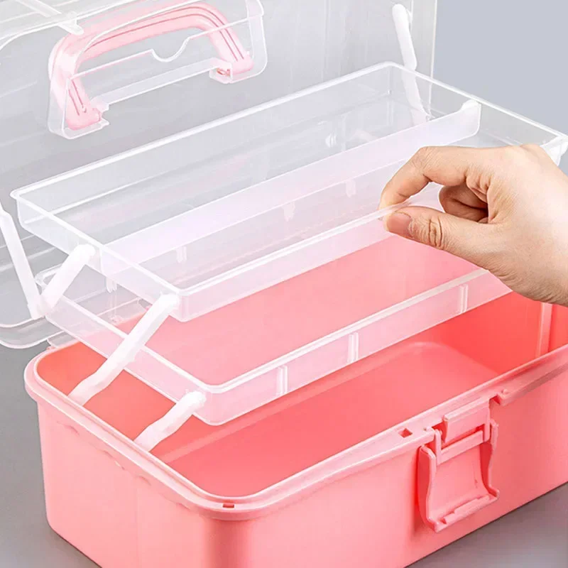 2/3 Layers Large Capacity Storage Box Foldable Multifunctional Plastic Portable Makeup Hairpin Organizer Nail Art Jewelry Box desktop storage box,storage drawer boxes