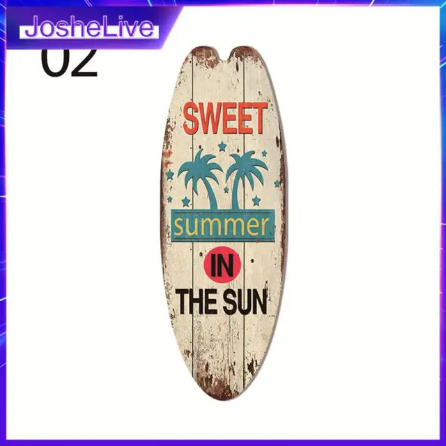 Retro Wooden Surfboard Beach House Ocean Themed Wall Art Signs 6.5" X 18" Surf Board Wood Plaque Decoration Surfboard Bar Decor