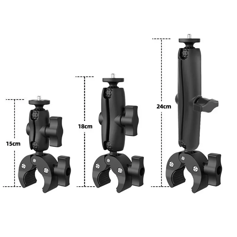 Les 8 clips supports de différentes couleurs disposés en éventail sur fond blanc, mettant en avant la variété du lot. Achetez Clip Support pour Caméra Action - Lot de 8 Couleurs.