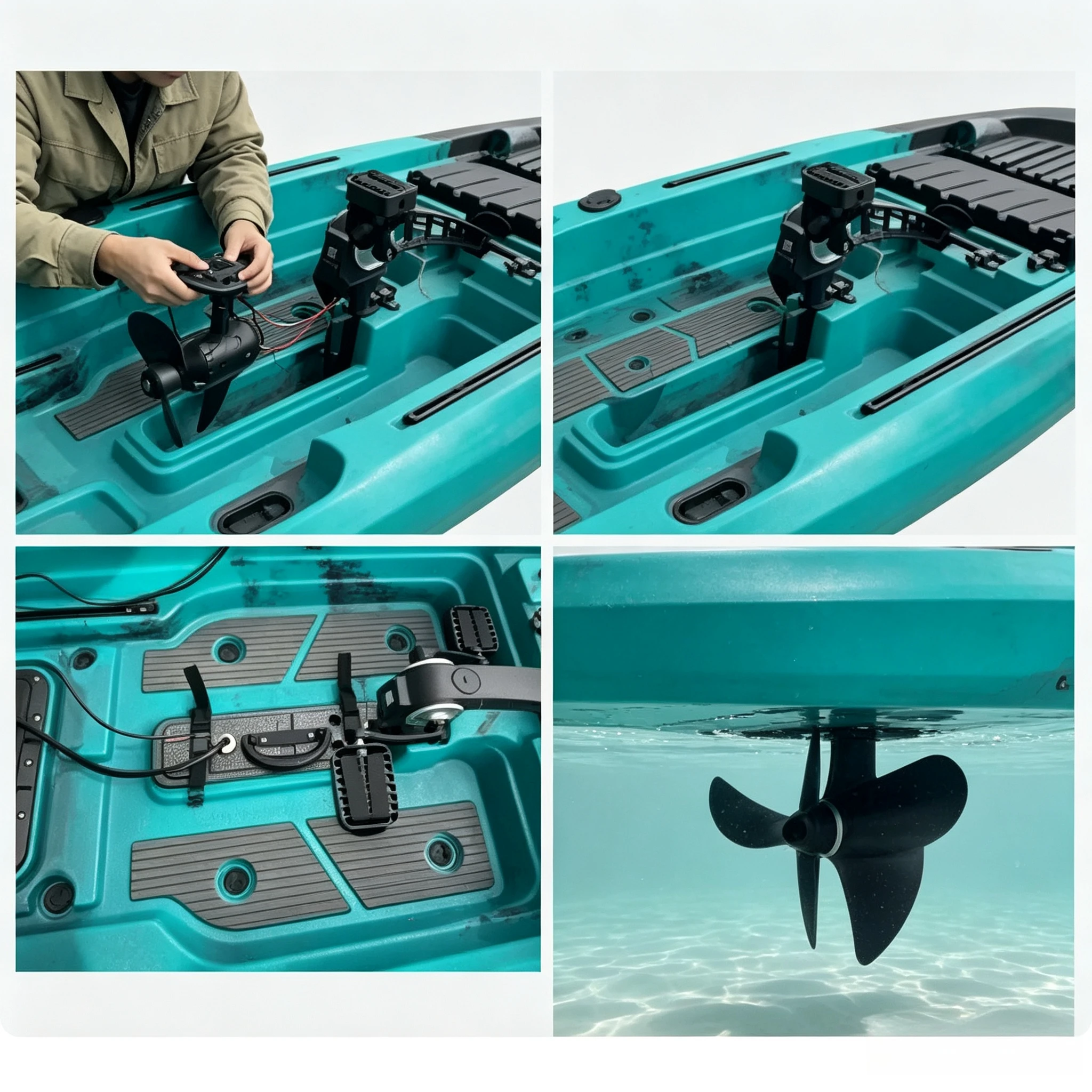 Kayak da pesca in alluminio con motore elettrico da traina da 55LBS 65LBS e pedaliera per la pesca all'aperto - immagine 5