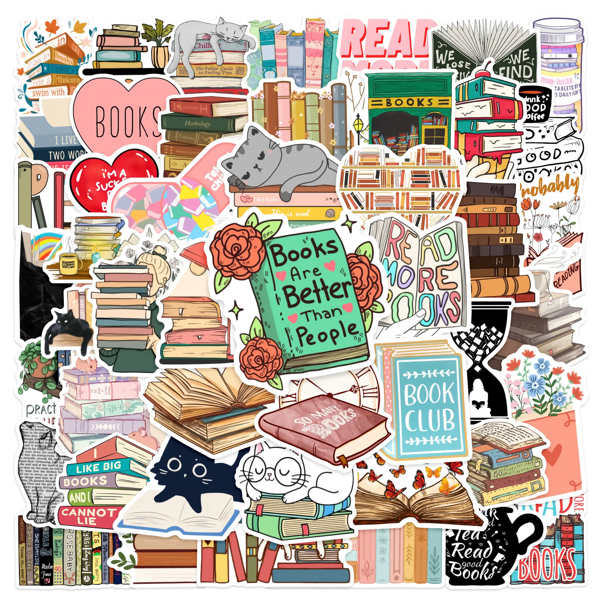 Cute Reading Book Waterproof Graffiti Sticker Decorative Stickers Decorative Labels Stickers Stationery Stickers Self Adhesive Stickers Adhesive Stickers Cartoon Stickers Cartoon Sticker Paper Stickers Aesthetic Decorative Luggage Laptop Cup Phone Scrapbook Kids Stickers 10/30/50Pcs