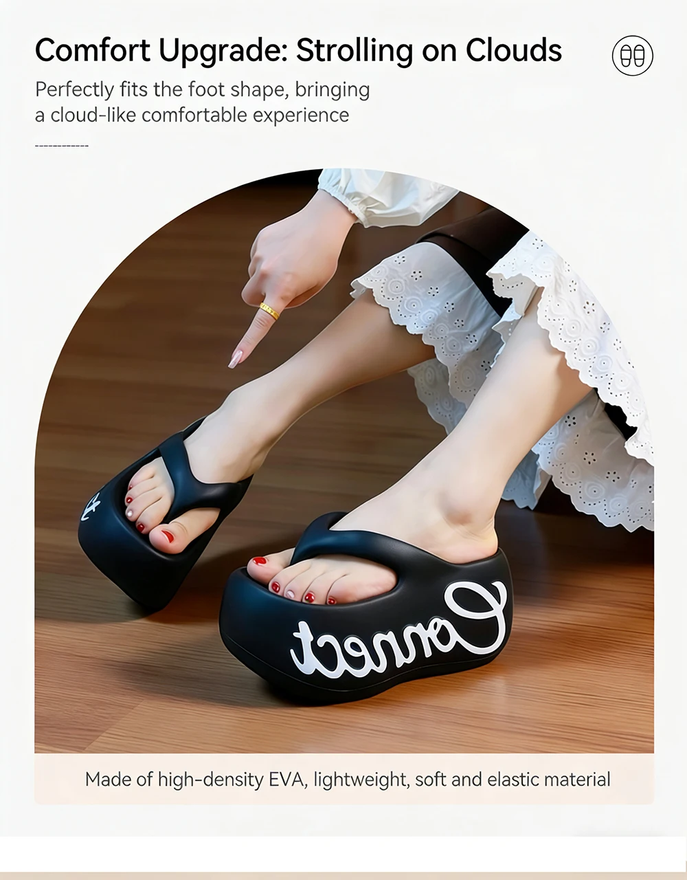 Neueste 2026 Designer Connect Letter Plateau-Flip-Flops für Damen mit dicker 9cm Sohle, bequeme Zehenstegsandalen für Sommer und Strand – Detail 4