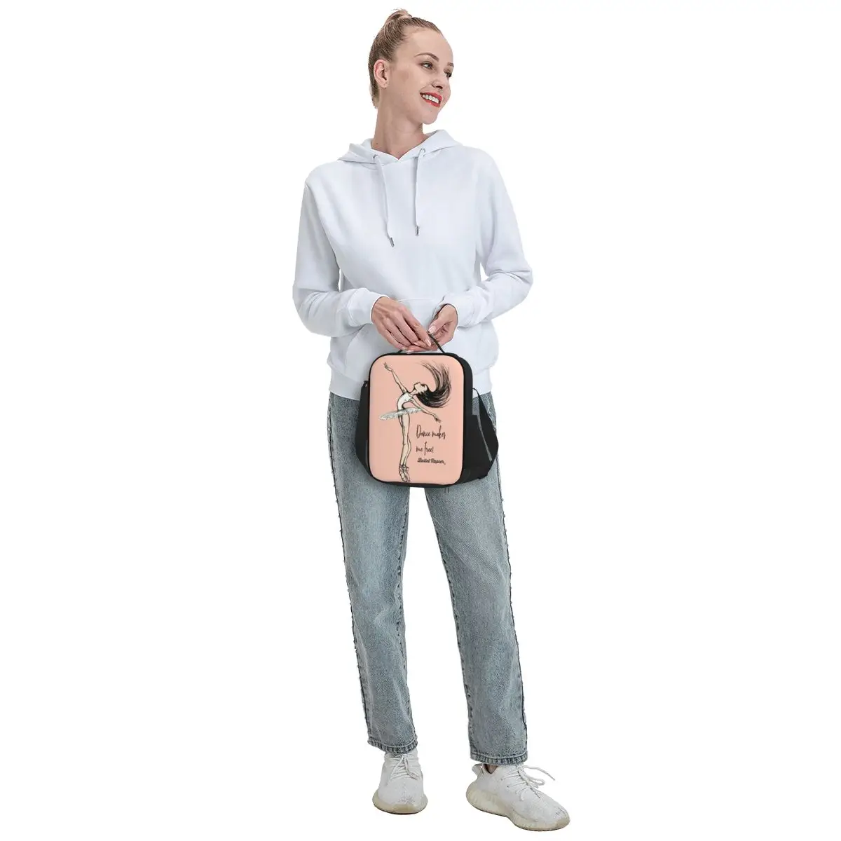 Ballet Dance Makes Me Free Insulated Lunch Tote Bag for Ballerina Dancer Portable Thermal Cooler Food Bento Box School