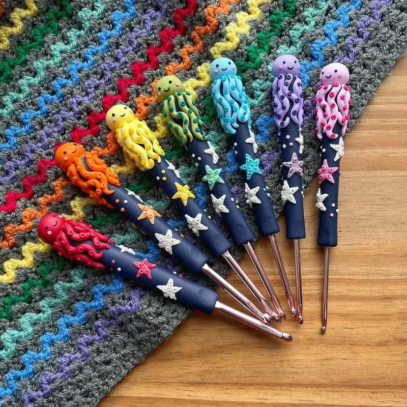 

Octopus Crochet Hooks Soft Grip Smooth Crocheting Needles high quality Ergonomic Knitting Hook Home Decoration for Yarn Craft
