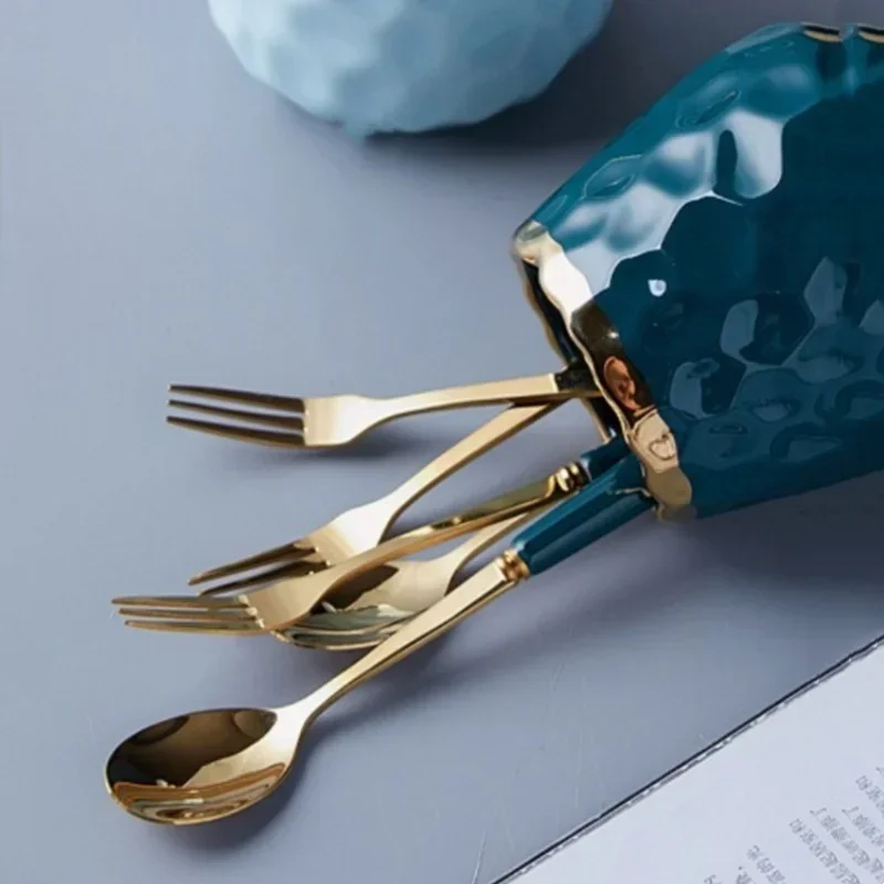 Ceramic Storage Jar with Golden Edge for Dried Fruits and Nuts