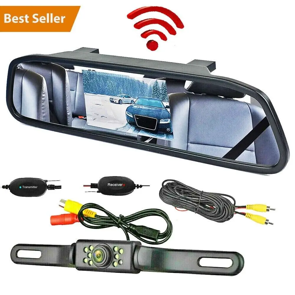 Bileeko Wireless 5" Car Mirror Monitor Rear View Reverse Backup Camera
