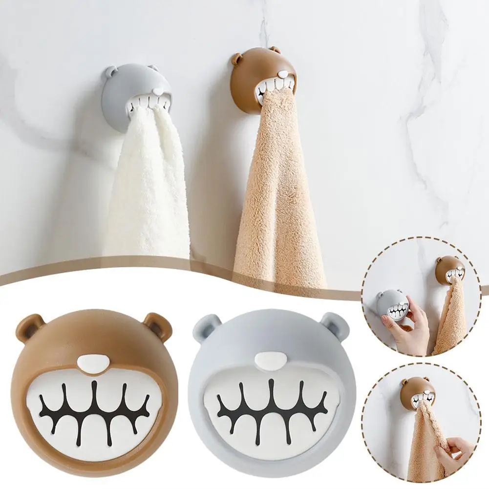 

Cute And Cute Little Bear Towel Stuffed With Non Perforated Storage Refrigerator Bathroom Adhesive Balcony Hook Towel J4D3