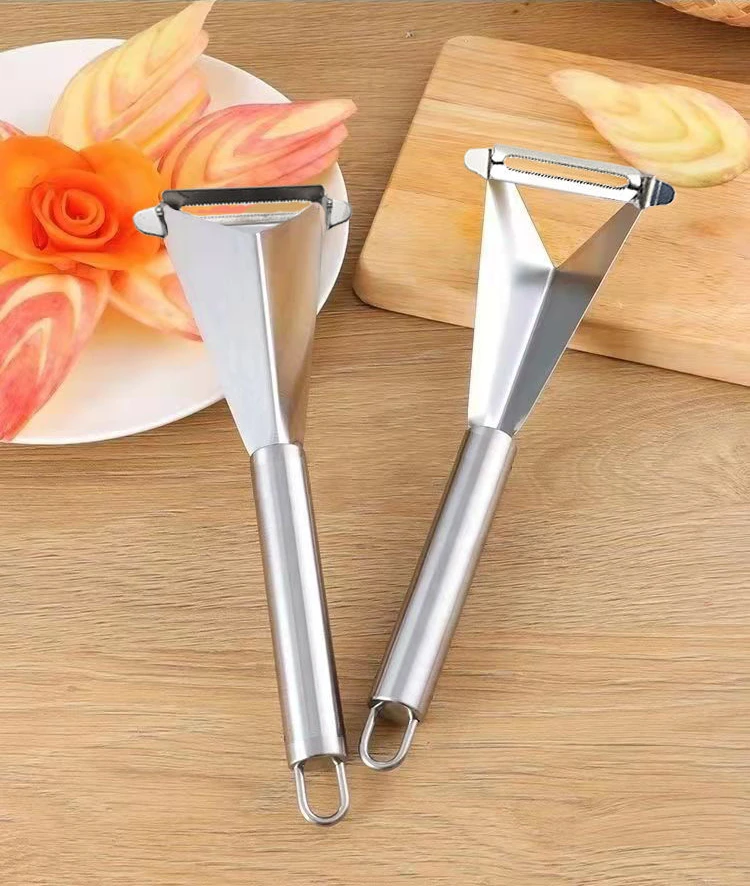 Stainless Steel Fruit Carving Knife Triangular Shape Vegetable Knife Slicer Fruit Platter Non-slip Carving Blade Kitchen Tool